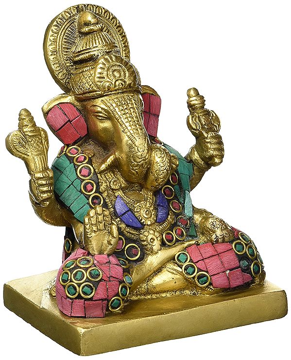 Seated Ganesha, His Crown Towering Atop His Head