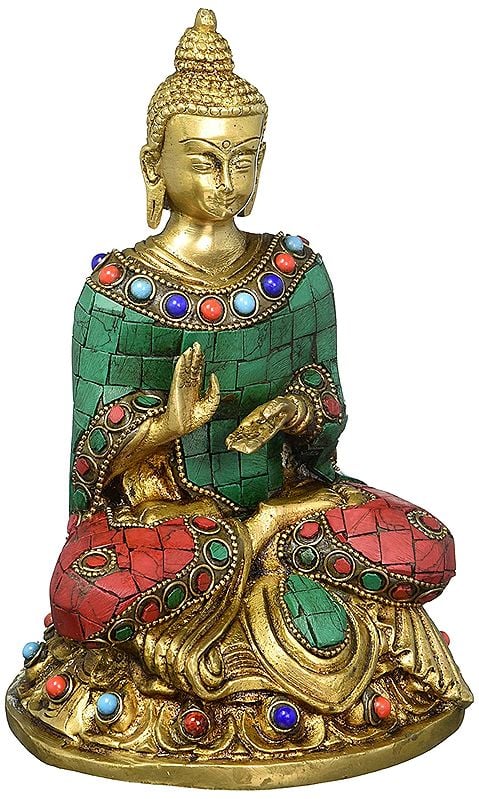 Shakyamuni, His Inlaid Robes Gathered At The Shoulders
