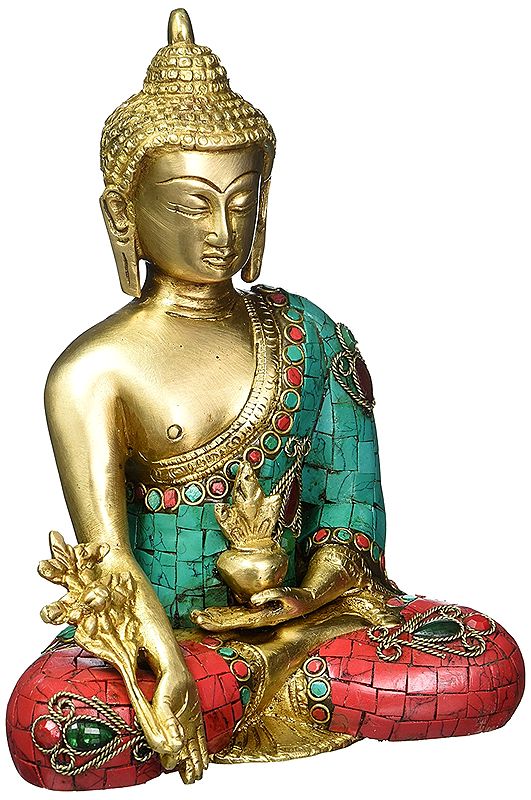 Medicine Buddha, His Hair Coiled Atop His Stately Head