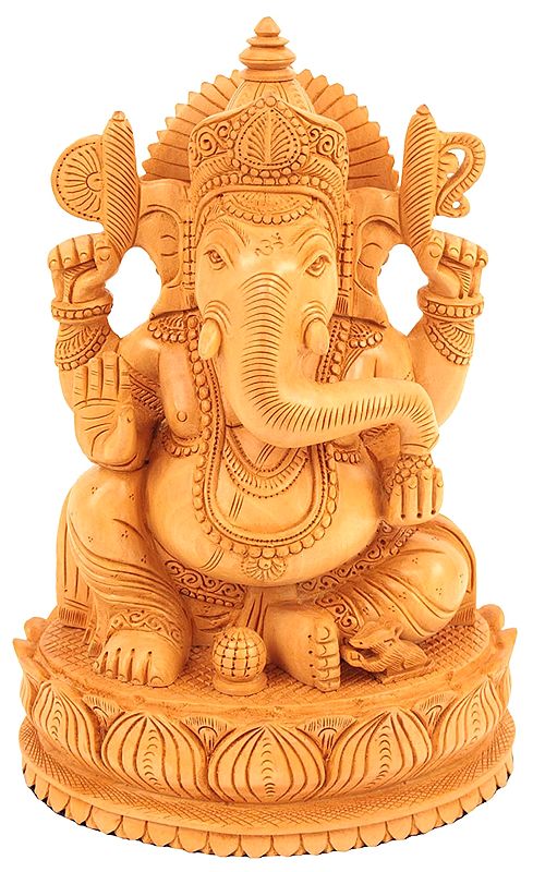 Seated Ganesha, Carved By Hand