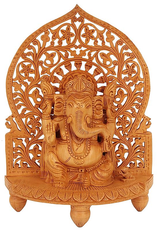 The Hnad-carved Shrine Of The Seated Ganesha
