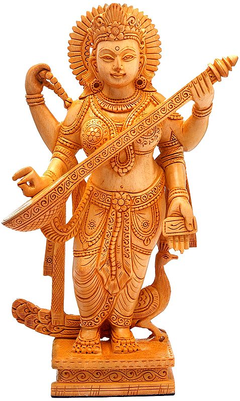 Standing Saraswati, Carved By Hand