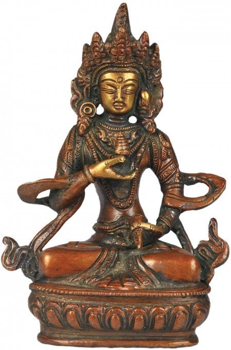 5" Vajrasattva, Deeply Meditative The Composure Of Countenance (Tibetan Buddhist Deity) In Brass | Handmade | Made In India