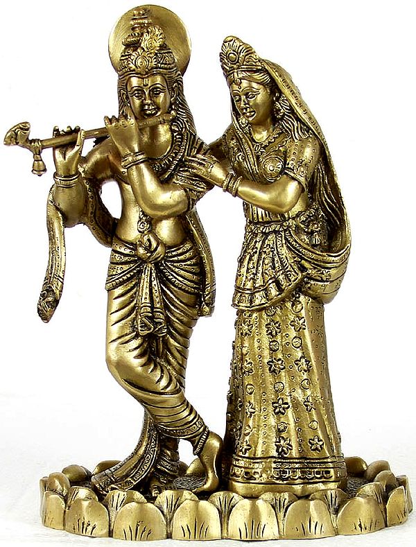 10" Radha-Krishna, In Perfect Harmony With Each Other In Brass | Handmade | Made In India