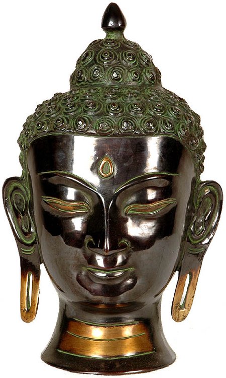 11" Dazzling Buddha Head In Brass | Handmade | Made In India