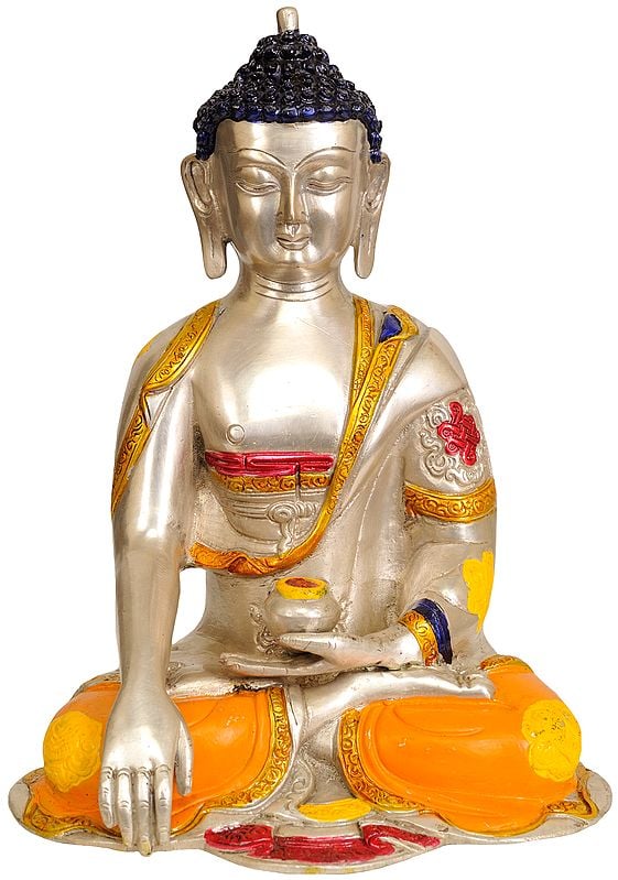 10" The Contented Buddha, His Hand In Bhumisparsha Mudra - Tibetan Buddhist In Brass | Handmade | Made In India
