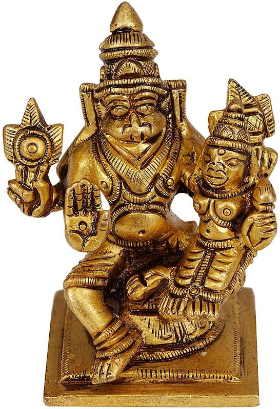 2" Small Brass Narasimha Idol with Lakshmi | Handmade | Made in India