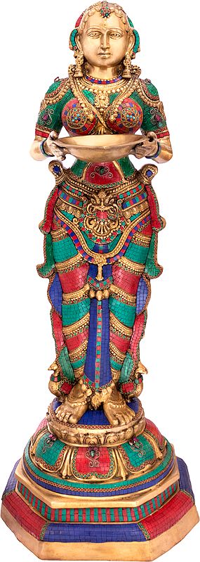 49" Large Size Deepalakshmi In Brass | Handmade | Made In India