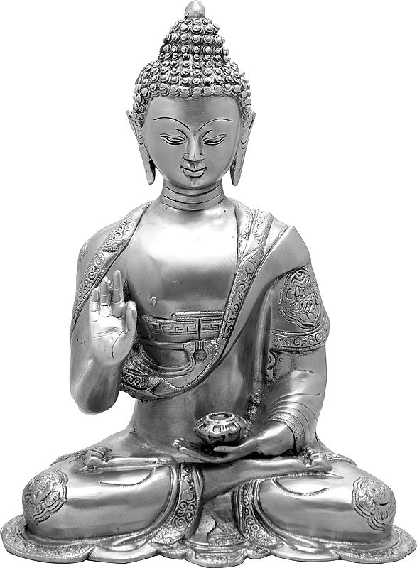 14" Lord Buddha Interpreting His Dharma In Brass | Handmade | Made In India