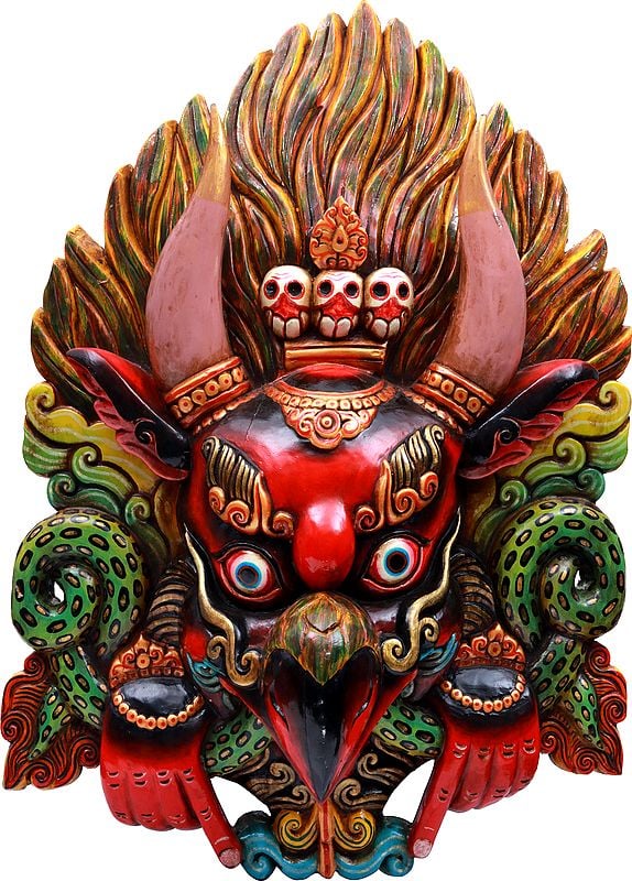 Super Large Wrathful Garuda Wall Hanging Mask (Made in Nepal) - Tibetan Buddhist