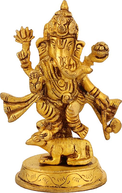 4" Dancing Ganesha In Brass | Handmade | Made In India