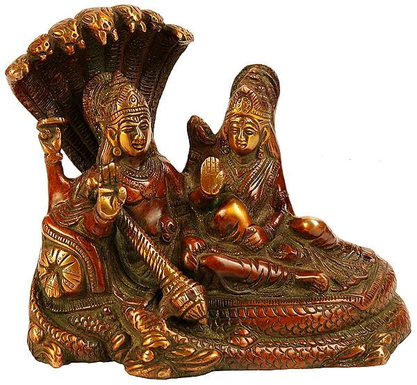 Vishnu and Lakshmi Avatar with Sheshnag Brass Statue