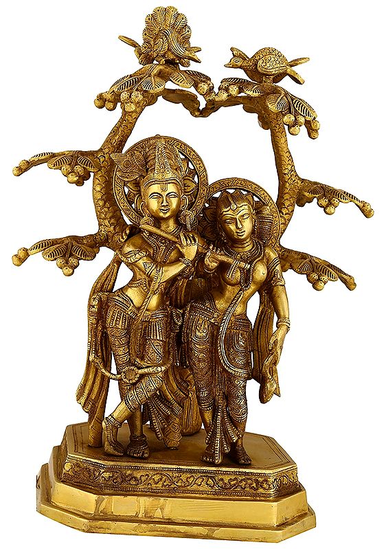 Lord Krishna And Radha Brass Statue