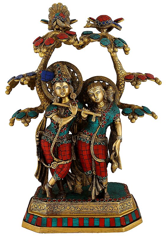 Lord Krishna And Radha Brass Statue
