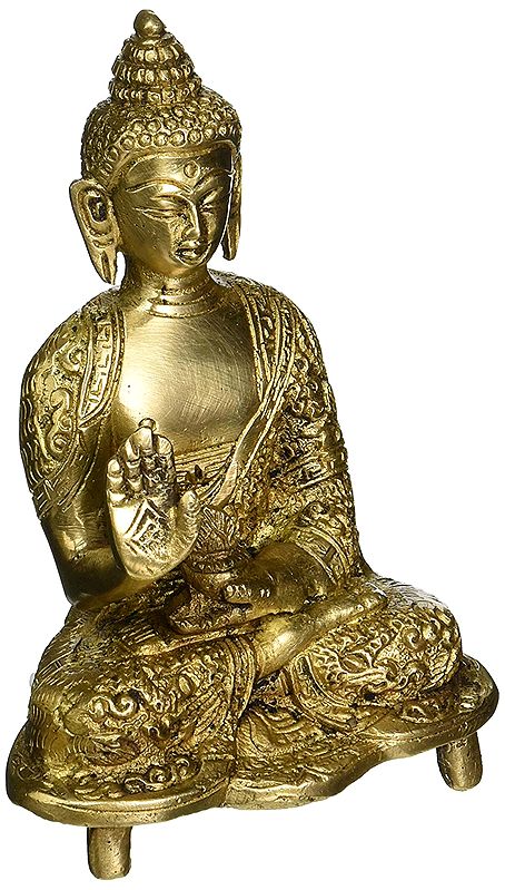 5" Blessing Buddha Brass Statue in Brass | Handmade | Made in India