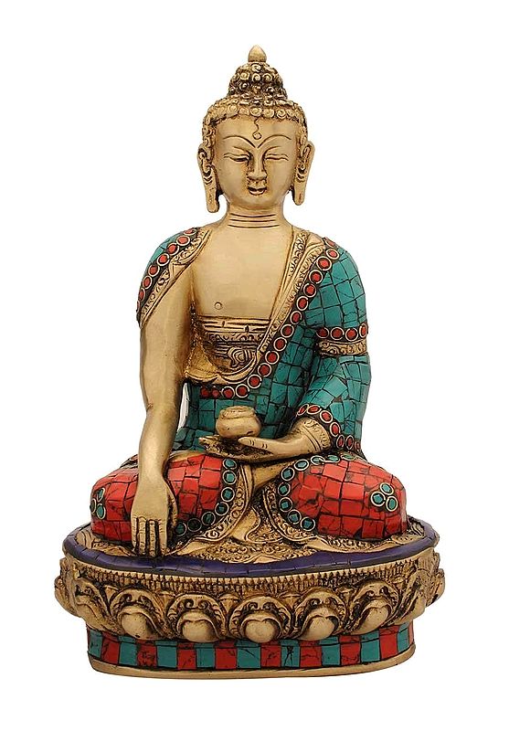 Buddha Brass with Inlay Statue