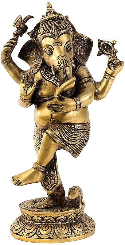 Dancing Ganesh Brass Statue