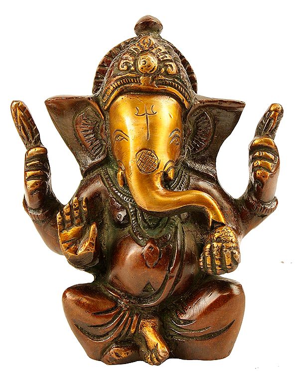 Four Hand Ganesha Brass Statue