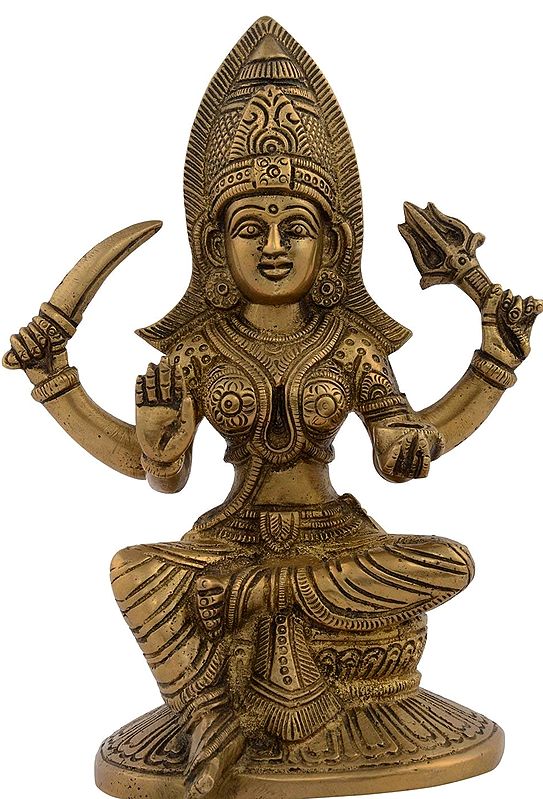 Goddess Santoshi Sitting Brass Statue
