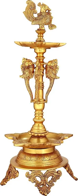 19" Ten-Wicks Mayur Lamp with Stand In Brass | Handmade | Made In India