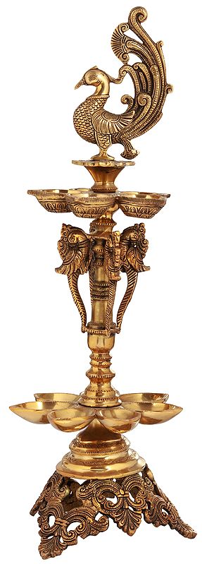 22" Auspicious Puja Lamp in Brass | Handmade | Made in India