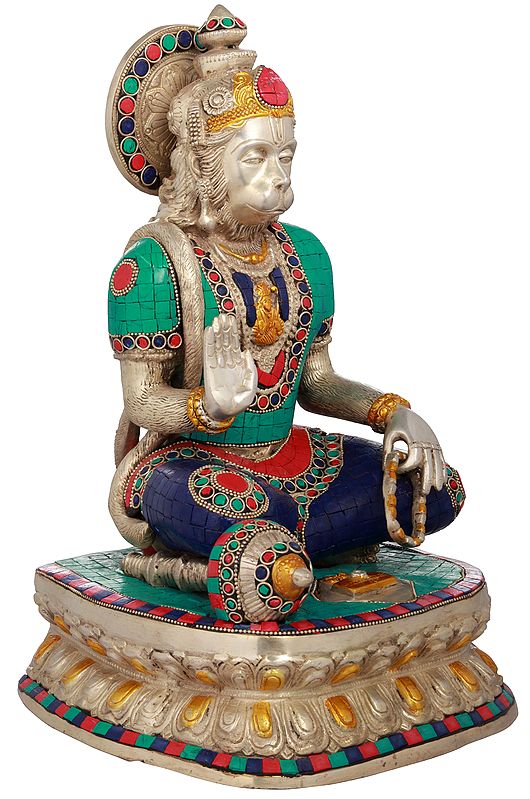 14" Blessing Lord Hanuman In Brass | Handmade | Made In India
