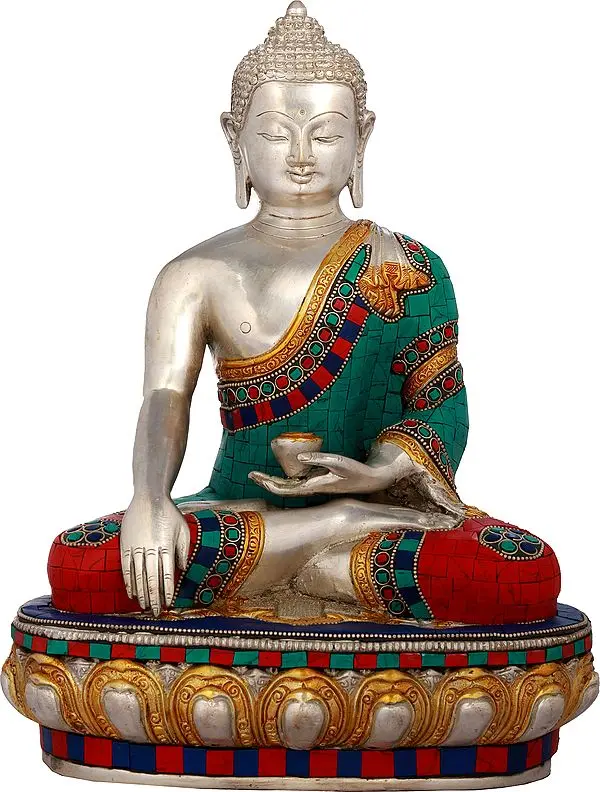 13" Buddha Invoking Mother-Earth to be His Witness In Brass | Handmade | Made In India