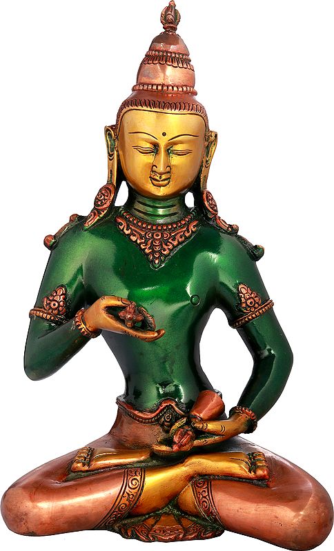 12" Tibetan Buddhist Deity Vajrasattva - Holder of Thunderbolt and Bell In Brass | Handmade | Made In India