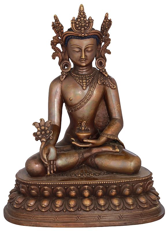 The Healing Buddha With The Majestic Crown - Tibetan Buddhist Deity (Made In Nepal)