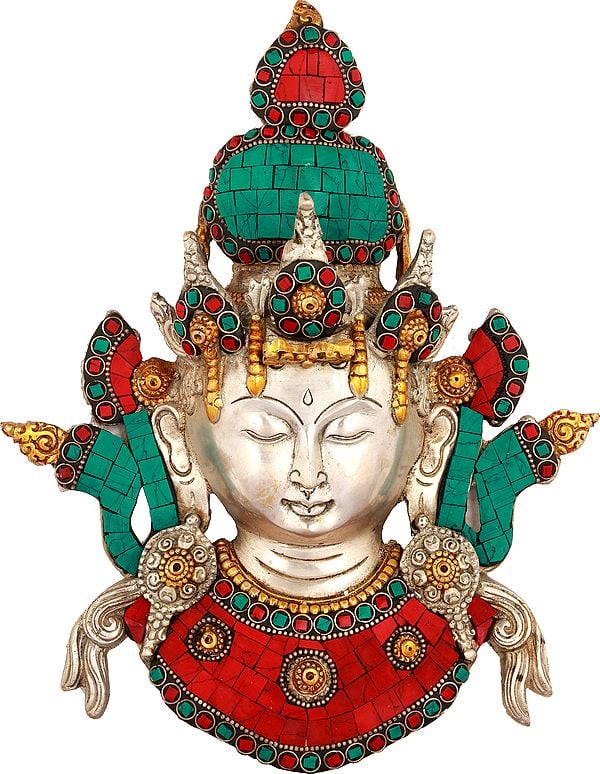 10" Tara Mask (Tibetan Buddhist Wall Hanging) In Brass | Handmade | Made In India