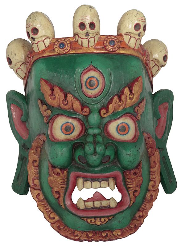 Tibetan Buddhist Deity Mahakala Wall Hanging Mask From Nepal