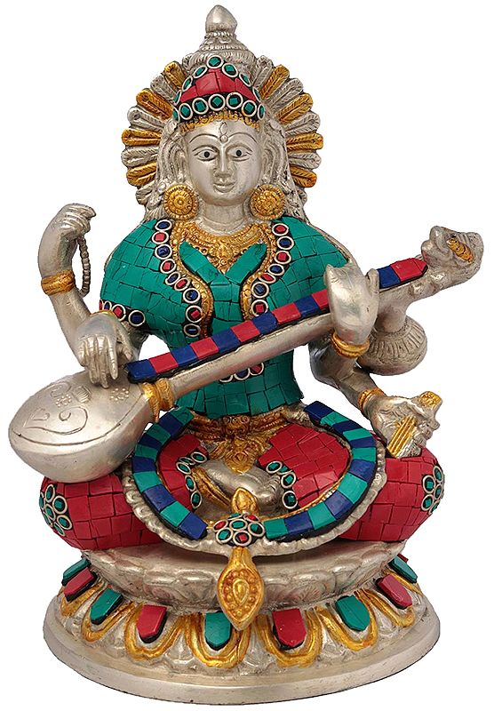 Goddess Saraswati Seated on Lotus