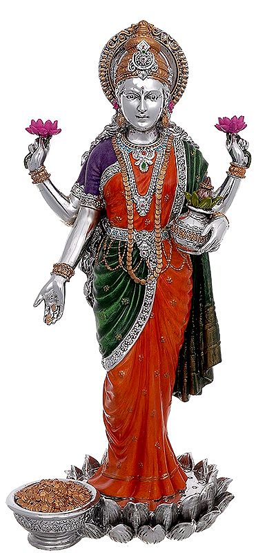 Goddess Lakshmi Standing on Lotus Pedestal -Goddess Of Prosperity