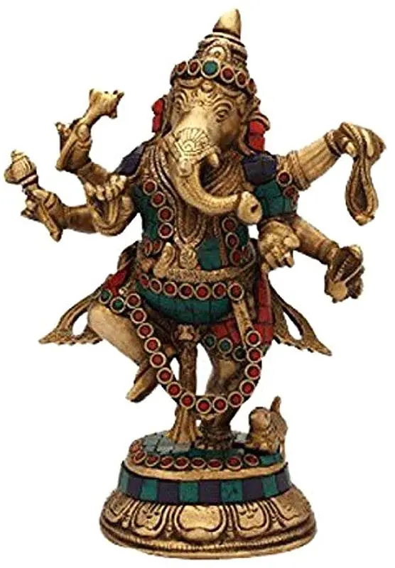 Dancing Ganesha with Inlay Work
