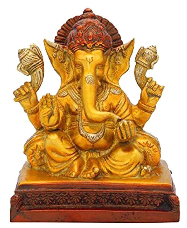 Ganesha with Couch Brass Statue