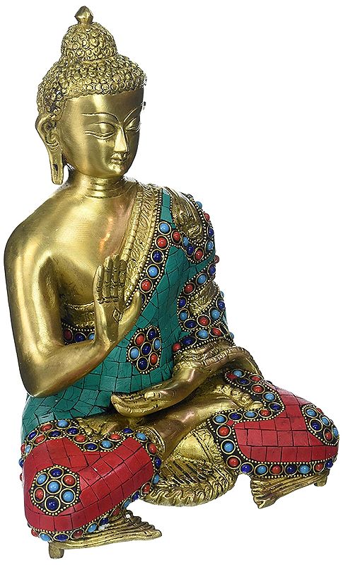 Gautam Buddha in Abhaya Mudra - Tibetan Buddhist Deity (Preaching)