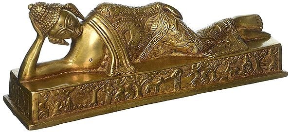 11" Resting Buddha In Brass | Handmade | Made In India