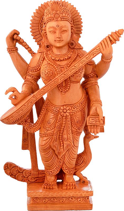 Goddess Saraswati with Peacock