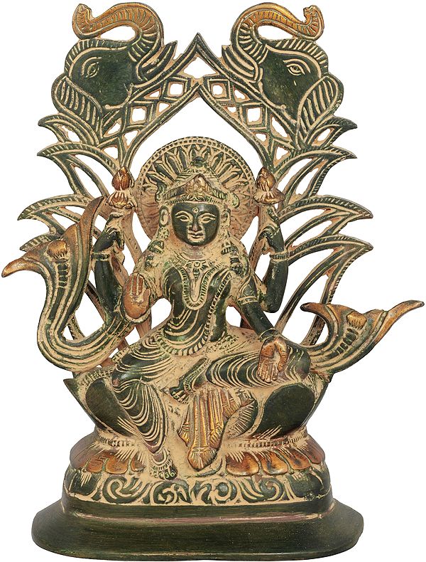 Goddess Lakshmi with Elephant Heads Aureole