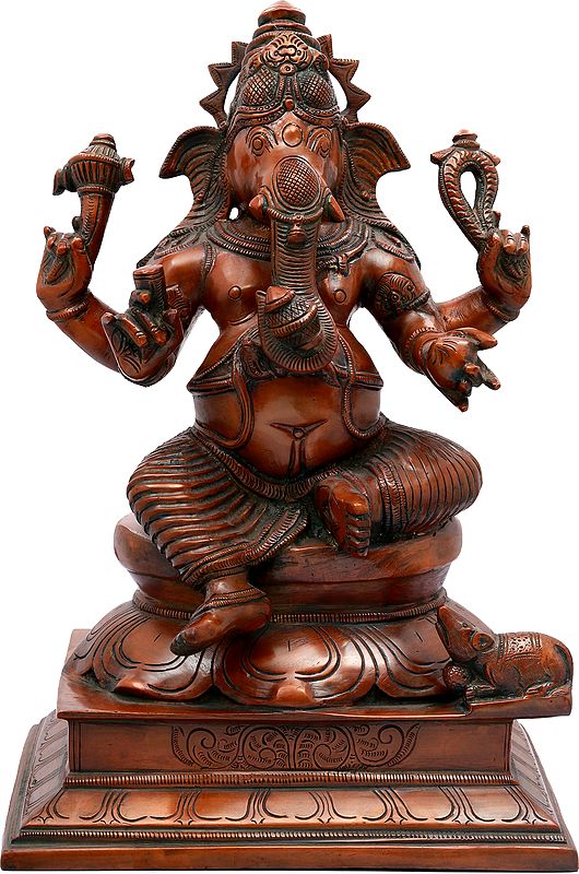 12" Ekadanta Ganesha In Brass | Handmade | Made In India