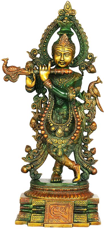 15" Venugopala (Fluting Krishna) In Brass | Handmade | Made In India