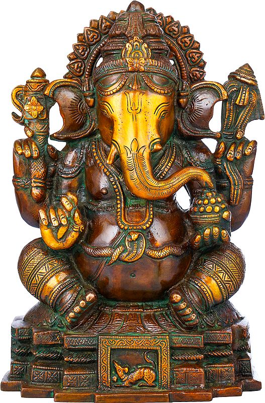 11" Ekadanta Ganesha In Brass | Handmade | Made In India