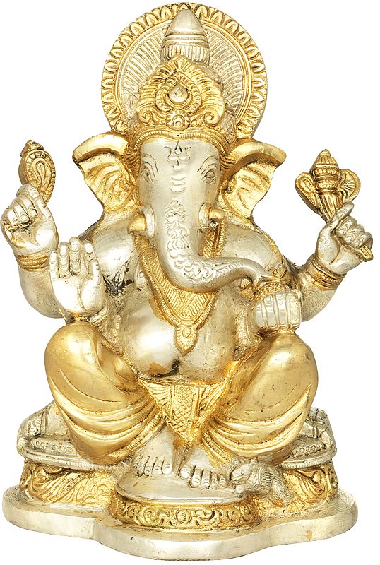 6" Lord Ganesha In Brass | Handmade | Made In India
