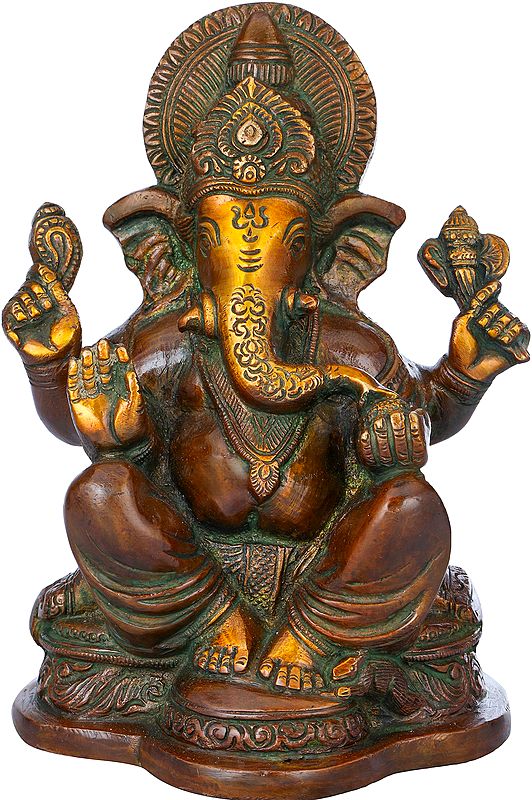 6" Lord Ganesha In Brass | Handmade | Made In India