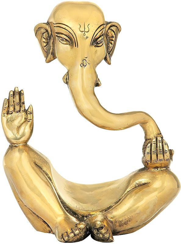 8" Stylized Ganesha In Brass | Handmade | Made In India