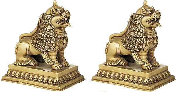 Nepalese Temple Lion Pair - Made in Nepal