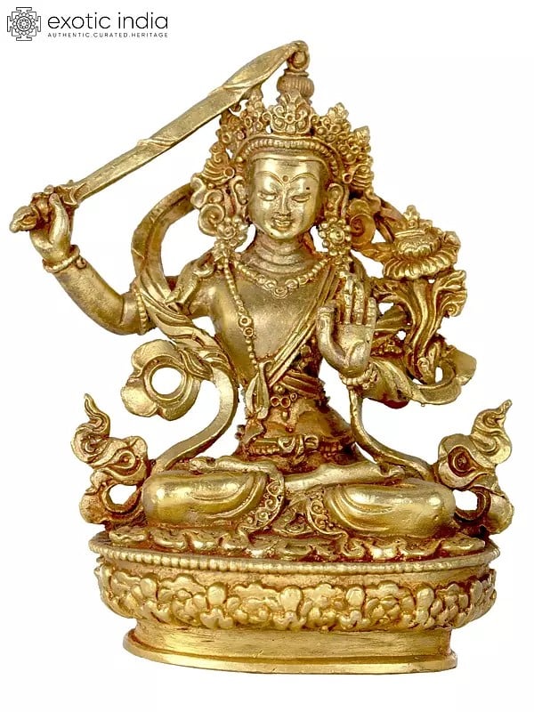 Tibetan Buddhist Deity Manjushri Statue - Made in Nepal
