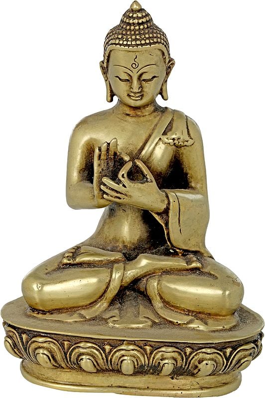 Tibetan Buddhist Lord Buddha in Dharmachakra Mudra - Made in Nepal