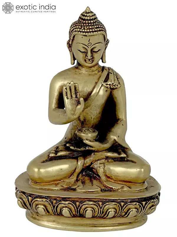 5" Tibetan Buddhist Blessing Buddha Idol | Handmade Nepalese Brass Statue
