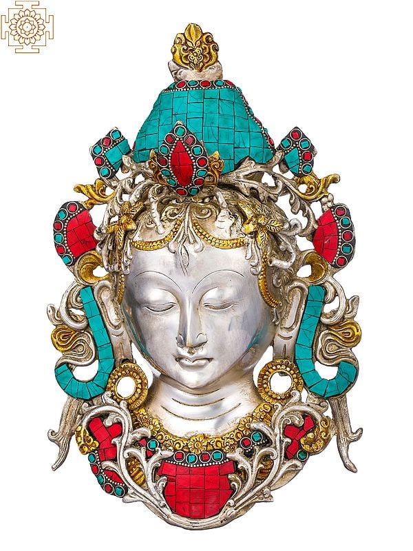 12" Tibetan Buddhist Deity Tara Mask (Wall Hanging) In Brass | Handmade | Made In India